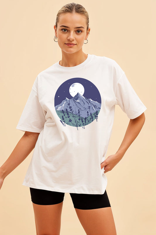Kadın Lavanta Oversize Tişört