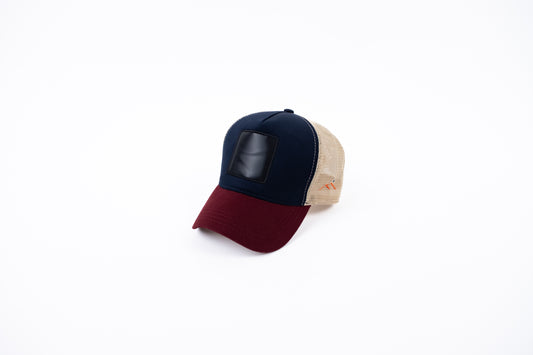 Bordo-Mavi Trucker Şapka