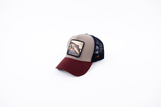Turna Balığı Bordo Bej Trucker Şapka