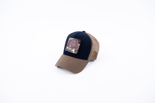Kuzu Göbeği Kahverengi Mavi Trucker Şapka