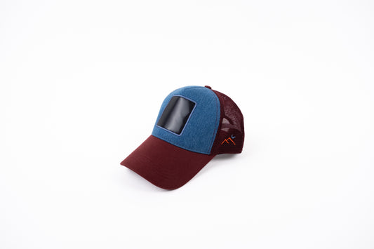 Bordo-Mavi Trucker Şapka
